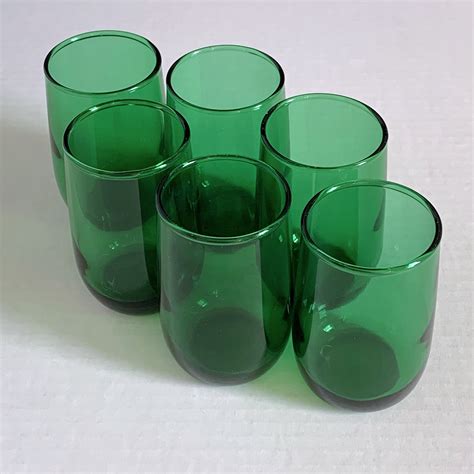 green glass depression glass set of 6 barware juice wine glassware made in canada home and living