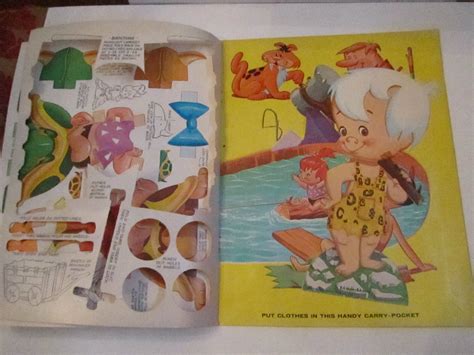 Lot Of 2 1960s Pebbles And Bam Bam Paper Doll Punch Out Books Tub