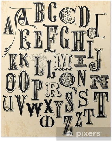 Poster Vintage Alphabet Pixersus