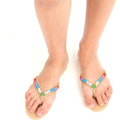 colorful beaded flip flops