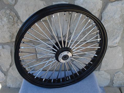 26x35 Black 48 Fat King Spoke Front Wheel For Harley Flt And Custom 1