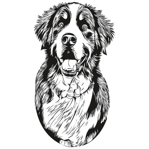 Premium Vector Bernese Mountain Dog Logo Hand Drawn Line Art Vector