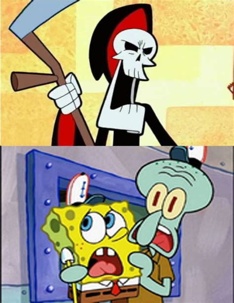 Grim Reaper Scaring Spongebob And Squidward By Myjosephpatty2002 On