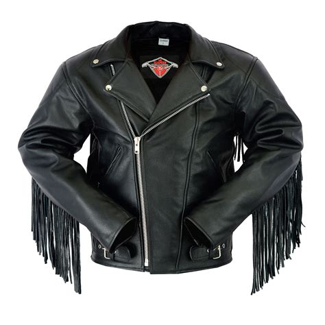 Mens Leather Jacket With Tassels Fringe Motorbike Jacket Brando