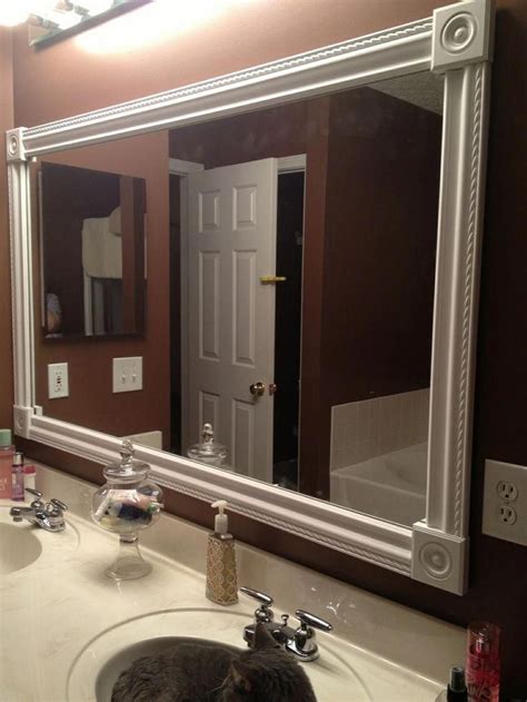 Diy Bathroom Mirror Frame Ideas How To Frame A Bathroom Mirror Easy Diy Project So My Wife