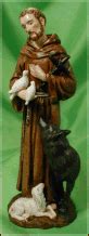 St Francis With Wolf Statue Full Color Made In Italy