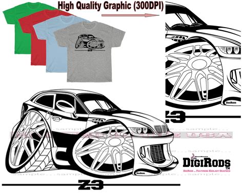 Bmw Bmw Z3 Coupe Series Model Black Outline Digirods Cartoon Car T S