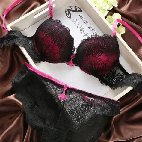 new women s underwear set japanese bra set lace sexy undies push up solid color complete sets of