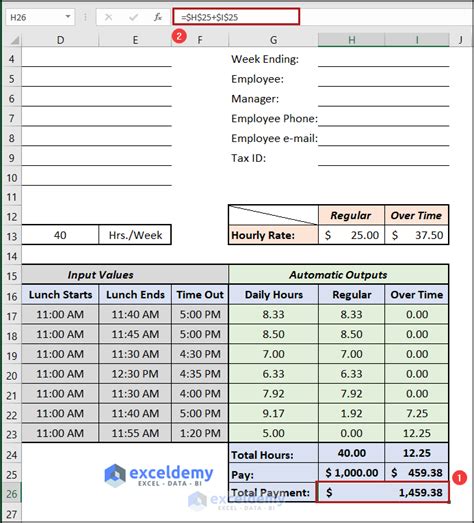 How To Calculate Hours Worked And Overtime Using Excel Formula
