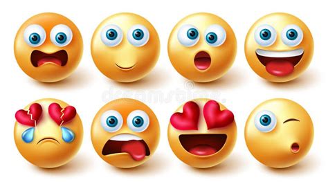 Emoji Smileys Vectorset Smiley 3d Emoticons In Een Geshockeerd En