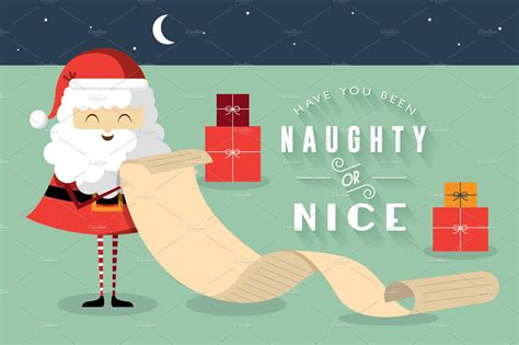 Christmas Naughty Or Nice Vector Illustrator Graphics ~ Creative Market
