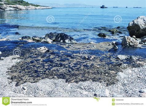 Oil Spill Environmental Disaster Environmental Pollution Stock Photo