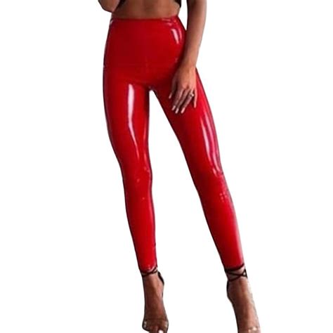 Women Sexy Pu Leather Yoga Pants Package Hip Push Up Workout Stretch Leggings Trousers Lady Faux