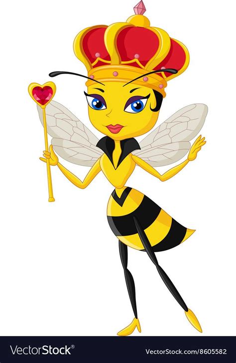 A Cartoon Bee Wearing A Crown And Holding A Heart Shaped Lollipop In Her Hand