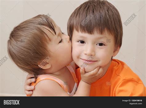 Little Sister Kissing Image And Photo Free Trial Bigstock