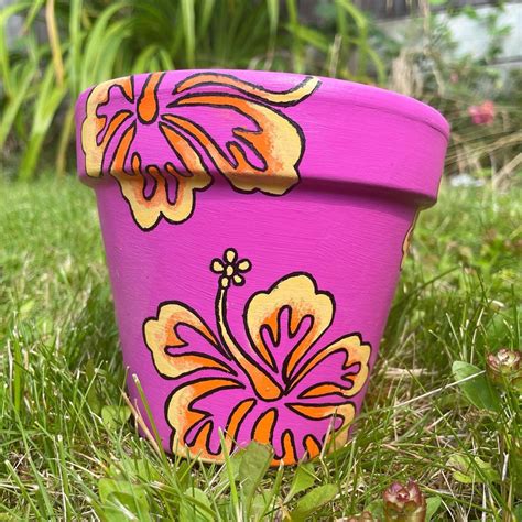 Hawaiian Flower Plant Pot Etsy