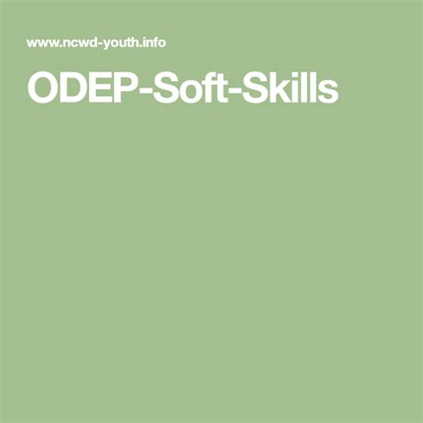 ODEP-Soft-Skills | Teaching life skills, Soft skills, Life ...