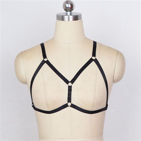 New Women Black Gothic Harajuku Harness Cage Bra Simple Summer Style