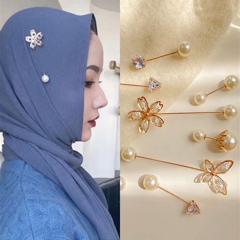 jarum peniti tudung pin tudung korea pearl brooch waist pin 2 4 8 pcs