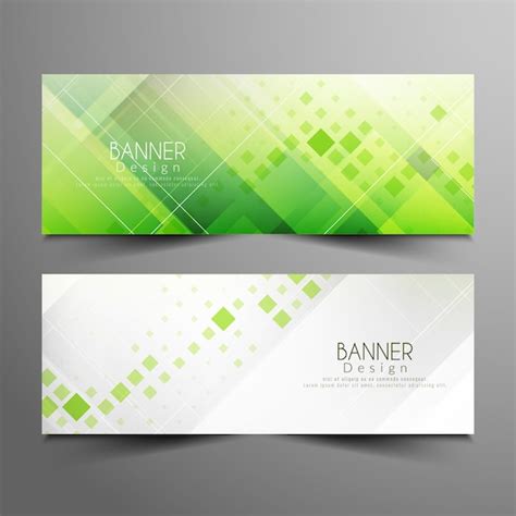 Premium Vector Abstract Stylish Green Banners Set
