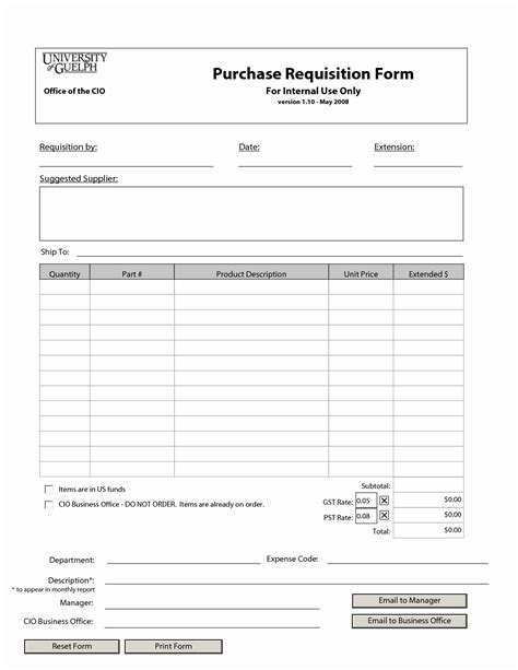 Requisition Forms Template