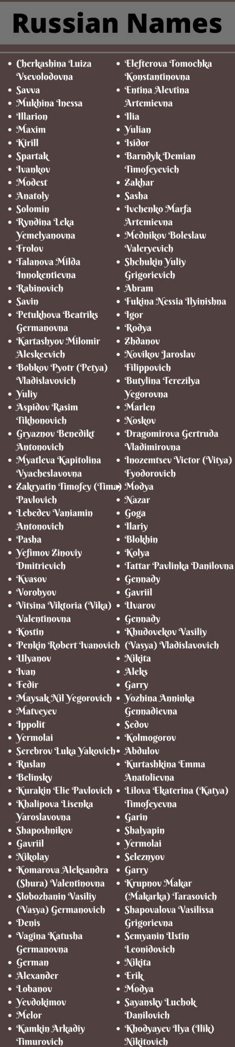 russian names 400 cool and amazing russian names