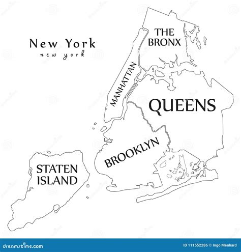 Modern City Map New York City Of The Usa With Boroughs And Tit Stock