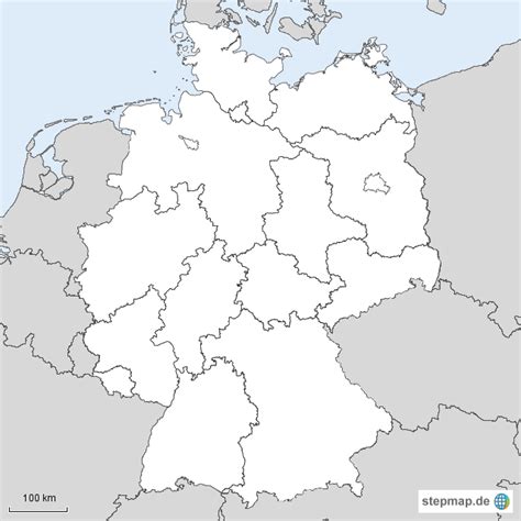 Hier finden sie einfache landkarten von deutschland. StepMap - Deutschland blanko mit Nachbarn - Landkarte für Deutschland