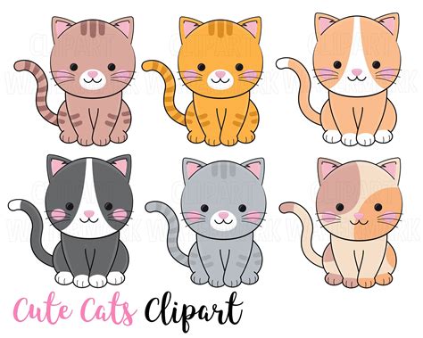 Cute Kittens Cat Clipart Cat Vector Vector Clipart Cartoon Cat Cute Cartoon Graphic Kit