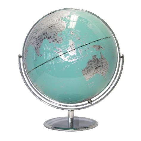 30cm Full Gimbal Tealsilver Globe The Tasmanian Map Centre