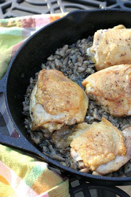 Jacques Pepin’s Crusty Chicken Thighs with Mushroom Sauce (elly says