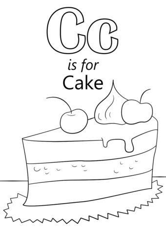 Cow and cat coloring pages. Letter C is for Cake coloring page | Free Printable ...