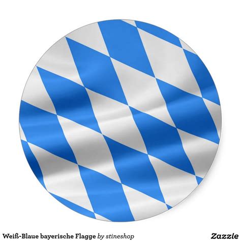 Entlang der 2.706 kilometer langen landesgrenze hat der freistaat sieben bei langen schmalen flaggen kann sich die anzahl der rauten erhöhen. Weiß-Blaue bayerische Flagge Runder Aufkleber | Zazzle.de ...