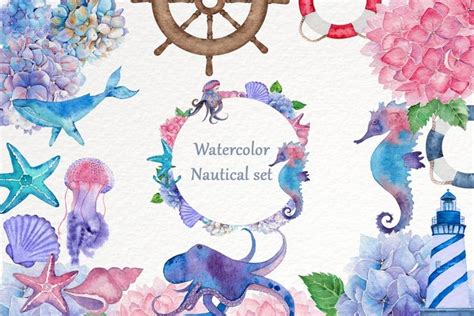 Watercolor Nautical Set 355553