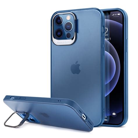 Iphone 12 Pro Max Hybrid Case With Hidden Kickstand Blue Transparent