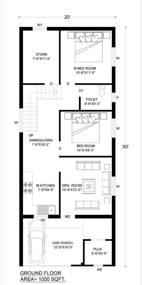 20x50 House Plan For Your Dream House Indian Floor Plans