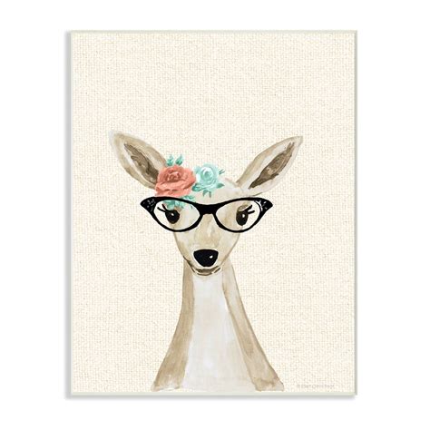 The Stupell Home Decor Collection Woodland Deer With Cat Eye Glasses