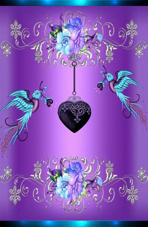 Light Purple With Blue Birds🐦 Heart Iphone Wallpaper
