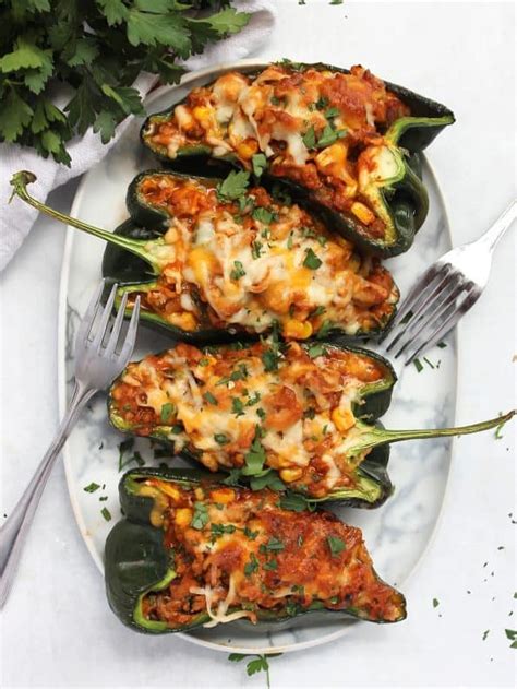 chicken cheese and corn stuffed poblano peppers slow the cook down