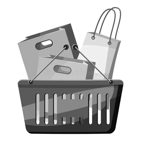 Shopping Basket Icon Gray Monochrome Style Stock Illustration