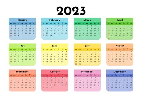 Calendário Para 2023 Isolado Em Um Fundo Branco Vetor Premium