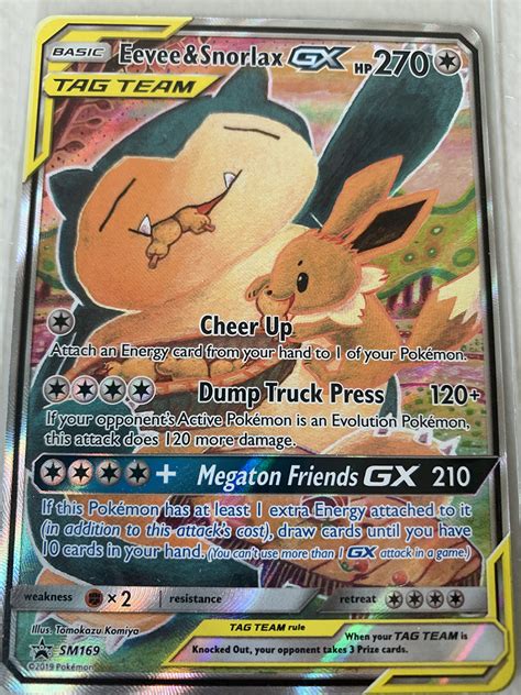 Maybe you would like to learn more about one of these? Pokemon Eevee & Snorlax GX SM169 NM Promo Card Tag Team Card