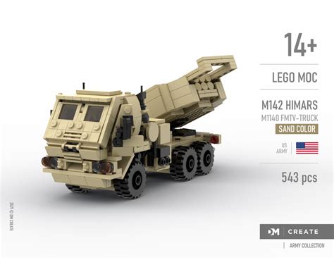 Lego Moc Army Collection M142 Himars M1140 Fmtv Truck Sand Color