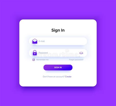 The Login Page Purple Gradient Sign In Form Stock Vector