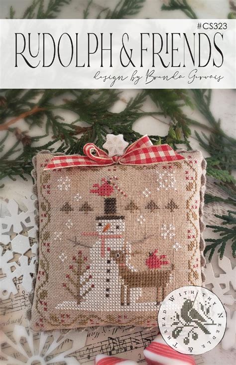 counted cross stitch pattern rudolph and friends christmas decor snowman reindeer winter decor