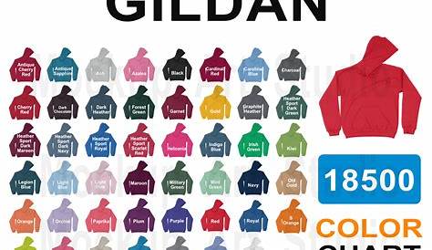 Gildan 18500 Color Chart Unisex Hooded Sweatshirt Color | Etsy UK