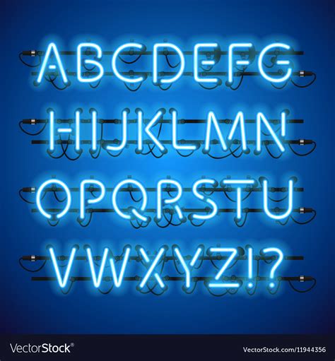 Glowing Neon Blue Alphabet Royalty Free Vector Image