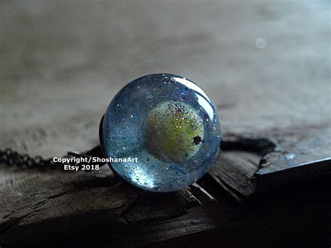 Sphere Galaxy Necklace3d Resin Space Necklaceplanet Etsy Space