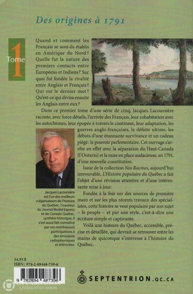 Lacoursiere Jacques Histoire Populaire Du Québec Tome 01 Des Ori