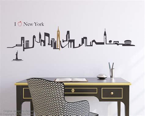 New York City Skyline Wall Decal By Zapoart On Etsy Vinyl Wall Decals